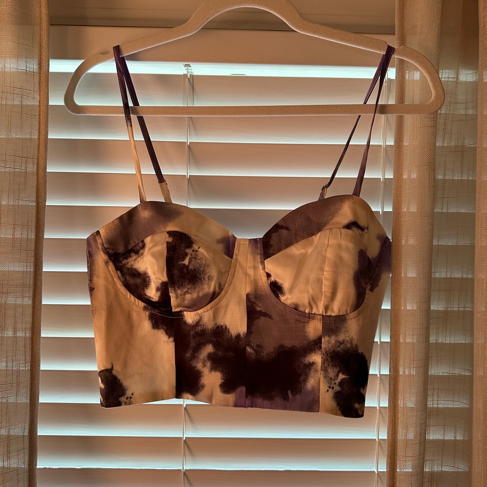NWT Nasty Gal Satin Tie Dye Cup cami